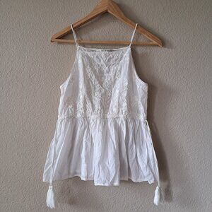 ❤️Zara Basic Modern Romantic White Halter Top with Waist Tassels Size M